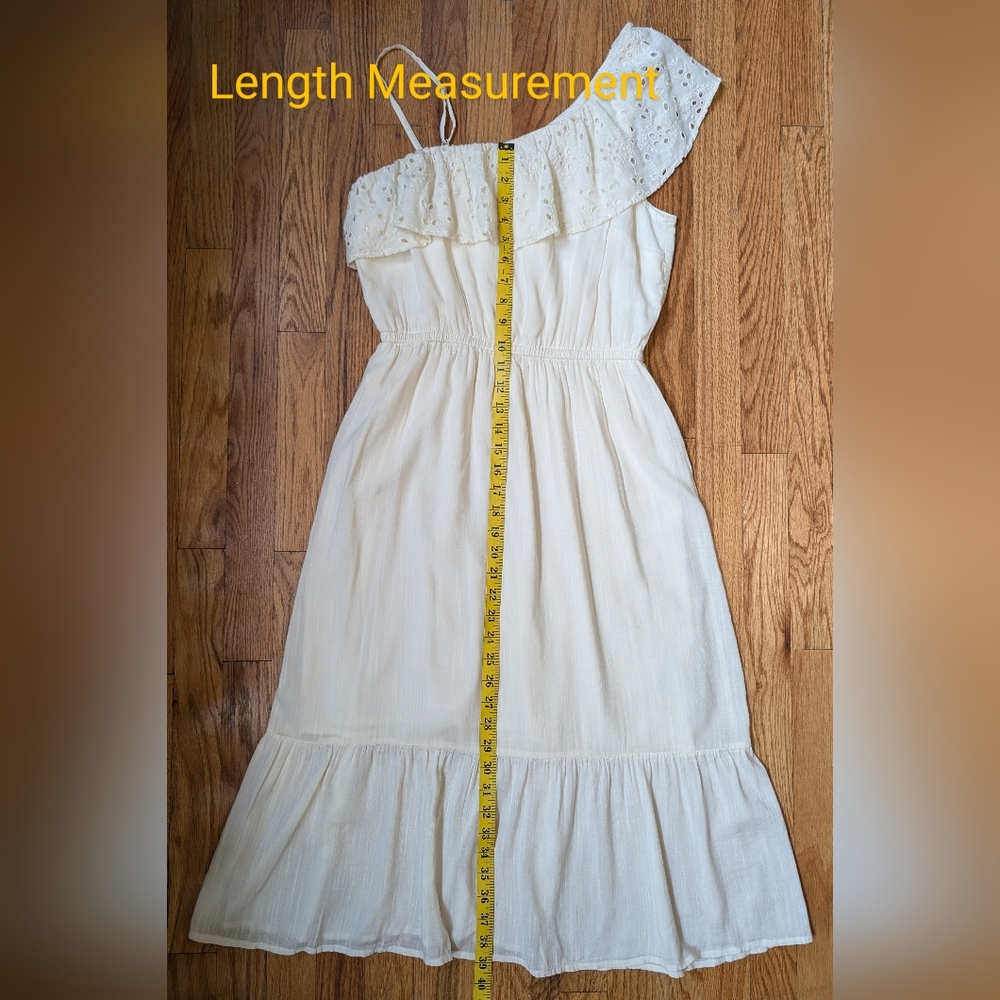 Old Navy Cream Cotton-Blend One Shoulder Dress Small - Picture 6 of 12